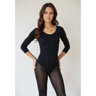 Gynaikeio Kormaki Mpaletou 3/4 Maniki GradBallet Touakar Leotard Black MelizDanceShop