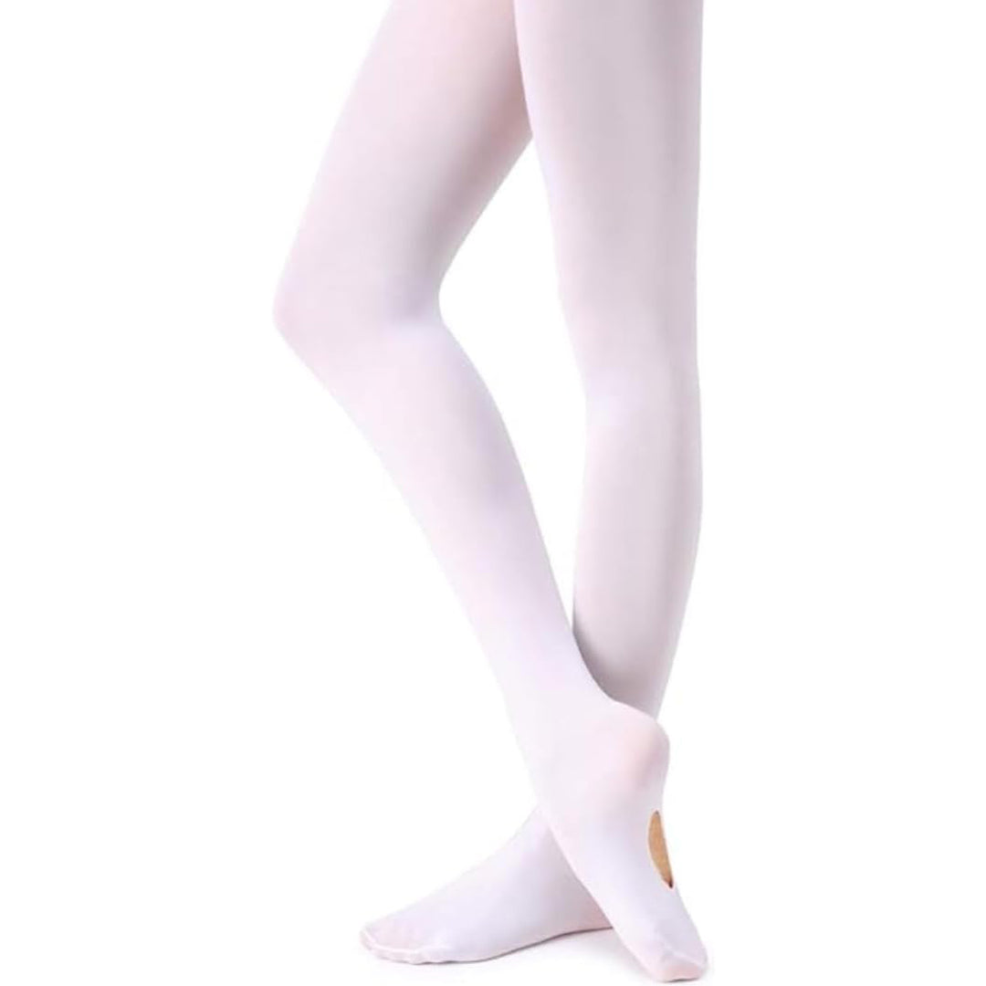 Kalson Mpaletou Me Tripa Pridance 514/C Convertible Ballet Tights Ultra Soft White MelizDanceShop