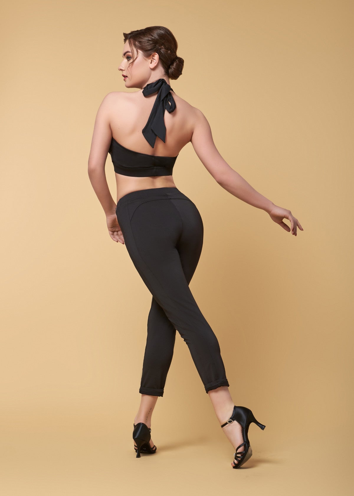 Kolan Xorou Latin Gynaikeio GrandPrix Tati Pants Black Back MelizDanceShop