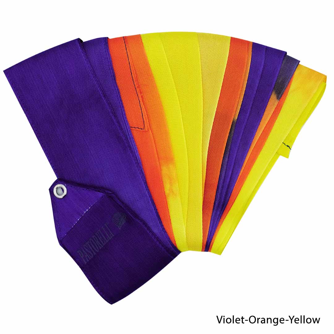 Kordela Rythmikis Gymnastikis Polixrwmi Agonostiki Pastorelli Shaded 5m FIG 00055 Violet Orange Yellow MelizDanceShop