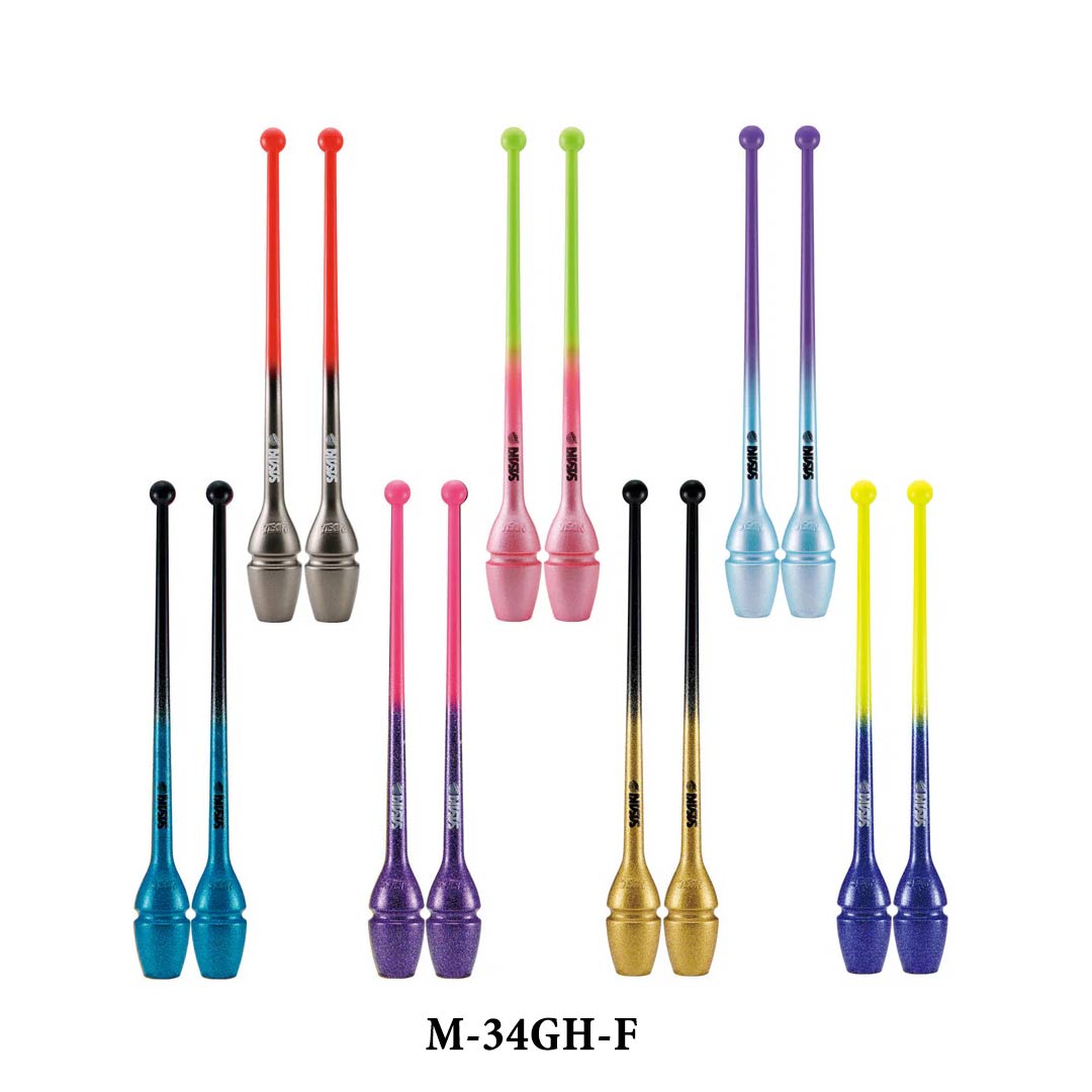 Korines Rythmikis Gymnastikis Agonistikes Sasaki M-34GH-F 44cm FIG Gradation Rhythmic Gymnastics Rubber Clubs Glitter Color Chart MelizDanceShop