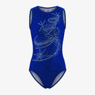 Koramki Enorganis Gymnastikis Agonistiko Refresh Galaxy Twist Leotard Lycra Royal Blue MelizDanceShop