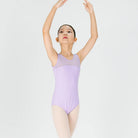 Paidiko Kormaki Mpaletou Me Stras Amaniko DanceU Y3218 Princess Rhinestones Tank Leotard With Lace Lavender MelizDanceShop