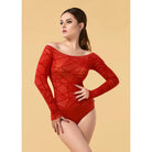 Kormaki Xorou Gynaikeio GrandPrix Karla Line Leotard with Flock Mesh Red MelizDanceShop