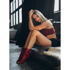 Mpotakia Xorou High Heels Akces Julia Dance Boots Heels Leather Cherry 1 MelizDanceShop