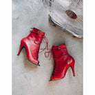 Mpotakia Xorou High Heels Akces Julia Dance Boots Heels Leather Cherry Floor MelizDanceShop