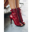 Mpotakia Xorou High Heels Akces Julia Dance Boots Heels Leather Cherry Zoom MelizDanceShop