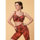 Mpoustaki Xorou Gynaikeio GrandPrix Akio Crop Top Coral Animal Print MelizDanceShop