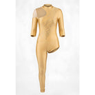 Olosomi Forma Aerial Pania Refresh Golden Flow Catsuit Aerial Silk Unitard Trouakar Sleeve Lycra Beige Mesh MelizDanceShop