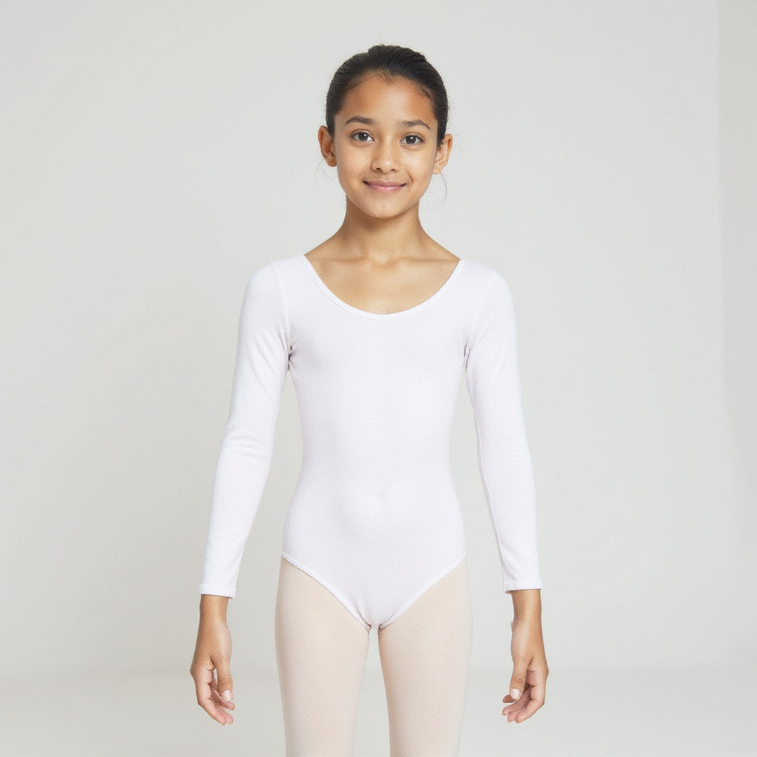 Paidiko Kormaki Xorou Makri Maniki GradBallet Long Sleeve Leotard White MelizDanceShop