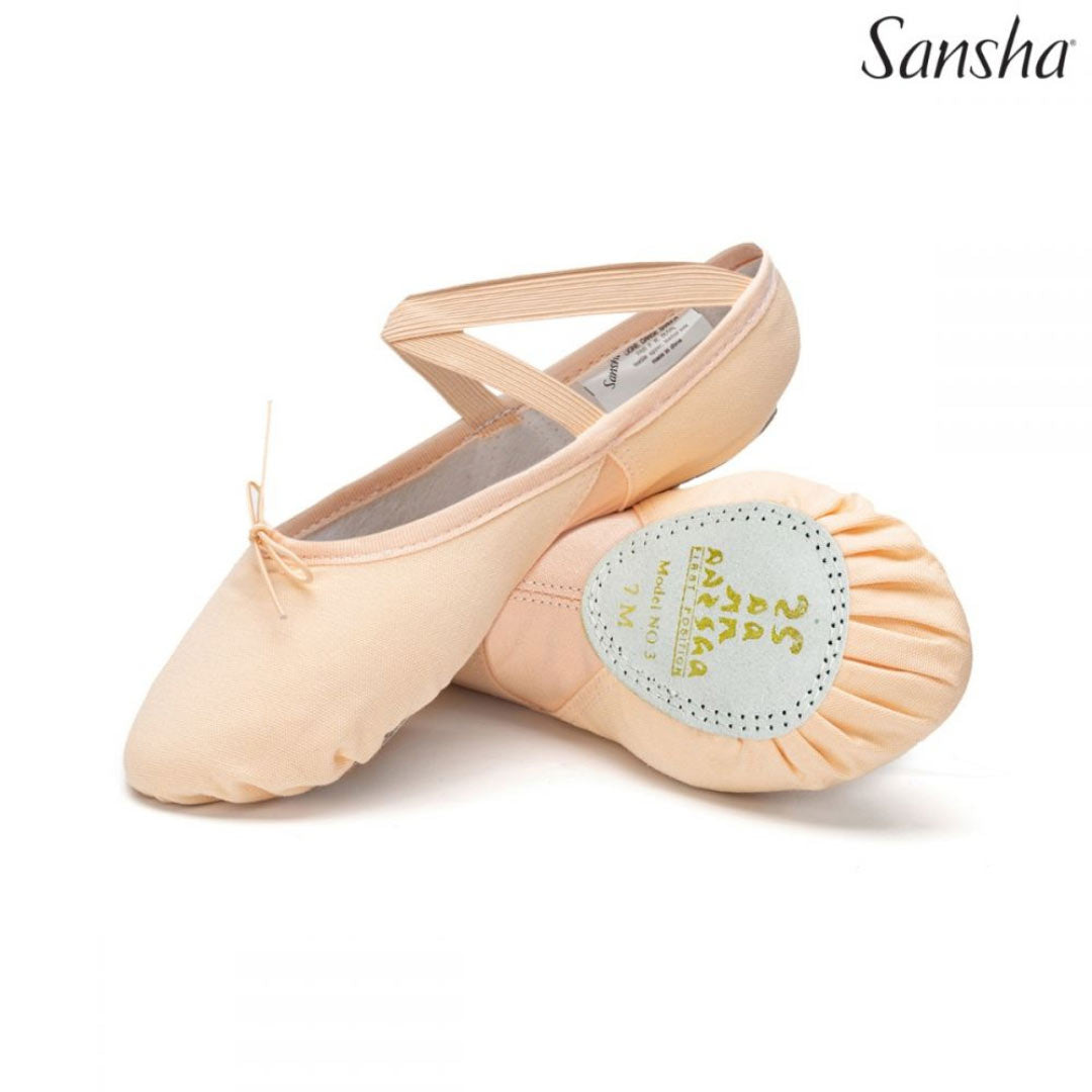 Papoutsia Mpaletou Ifasmatina Gynaikeia Andrika Sansha Silhouette Split Sole Light Pink Pair 2 MelizDanceShop