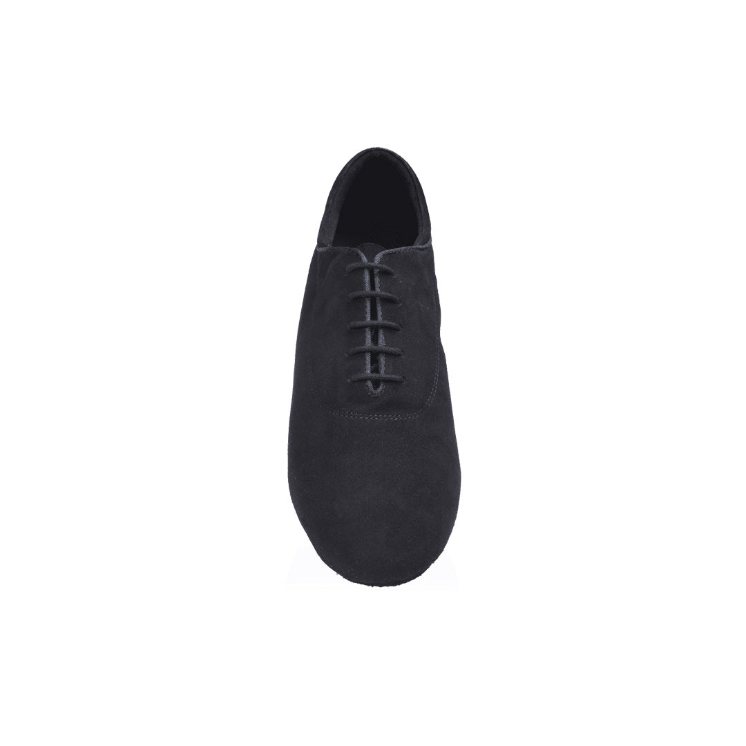 Papoutsia Xorou Andrika Ballroom Xeiropoihta RayRose 355 Alex Split Sole Black Nappa Suede Front MelizDanceShop