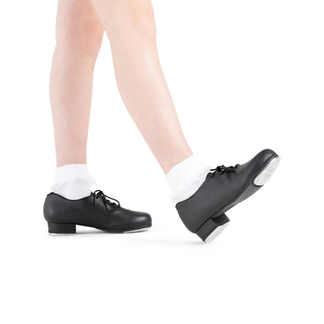 Papoutsia Xorou Klaketes Capezio 473 Downtown Tap Shoes Black Pair Profile MelizDanceShop