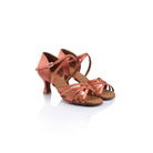 Papoutsia Xorou Latin Gynaikeia Dancin 9558-055-570 Innovation Dark Tan Pair MelizDanceShop