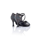 Papoutsia Xorou Latin Gynaikeia Me Strass Dancin 9950-080-510 Black With Strass Back MelizDanceShop