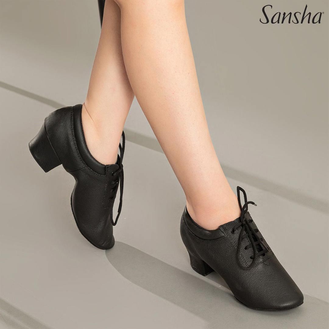 Papoutsia Xorou Latin Practice Gynaikeia Sansha Frivole Leather Black 2 MelizDanceShop