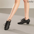 Papoutsia Xorou Latin Practice Gynaikeia Sansha Frivole Leather Black 5 MelizDanceShop