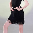 Sortsaki Fousta Xorou Latin Me Krossia GP 9966 Fringes Skirt Black Profile MelizDanceShop