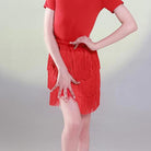 Sortsaki Fousta Xorou Latin Me Krossia GP 9966 Fringes Skirt Red 2 MelizDanceShop