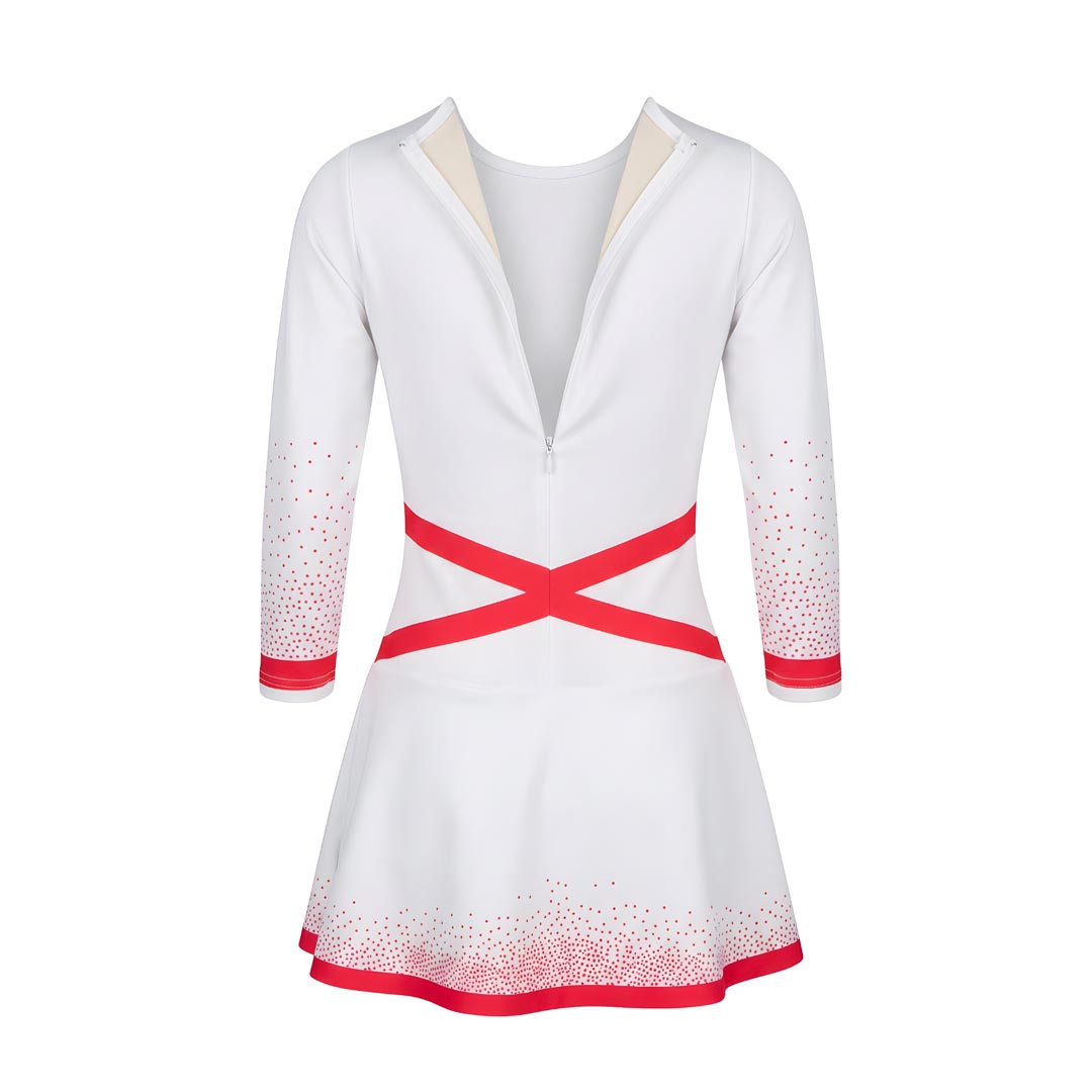 Stoli Mazoretas Agonistiki refresh Young Primers Cheerleading Uniform White Coral Back MelizDanceShop