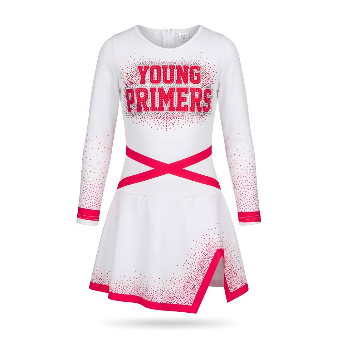 Stoli Mazoretas Agonistiki refresh Young Primers Cheerleading Uniform White Coral MelizDanceShop