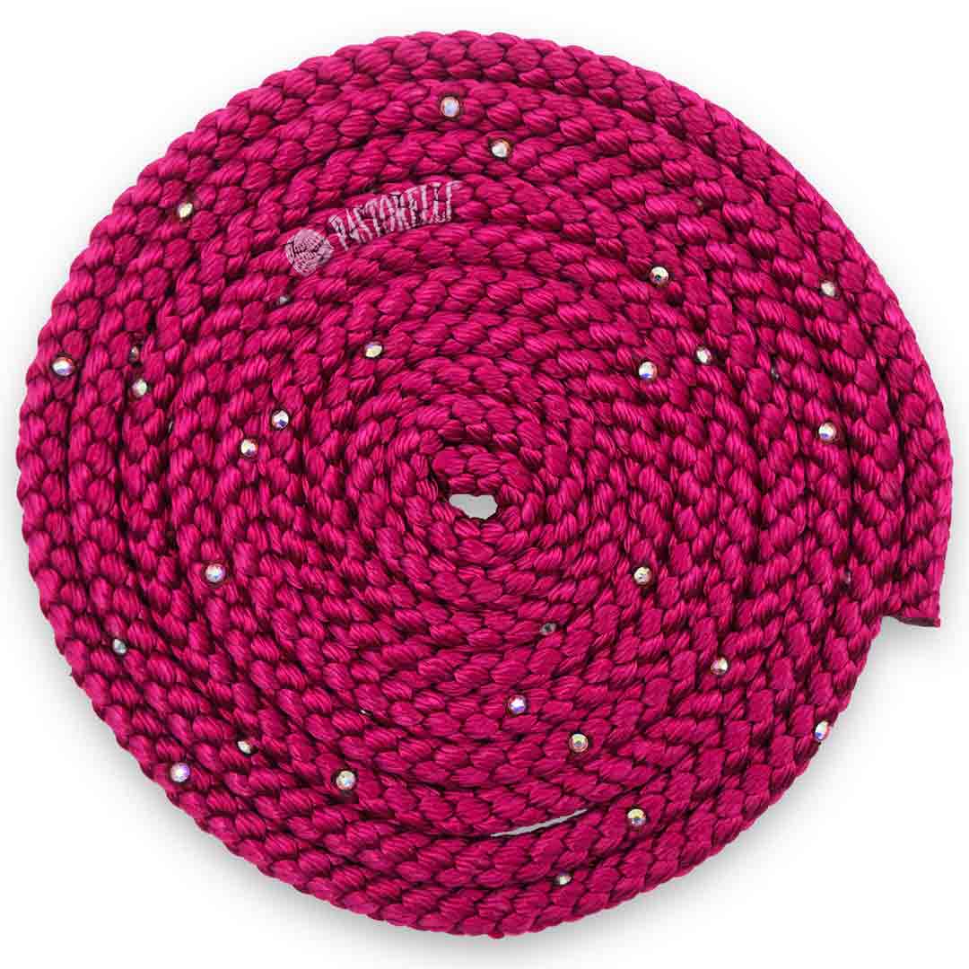 Sxoinaki Rythmikis Gymnastikis Monoxromo Me Strass Agonistiko Pastorelli Patrasso Monochromatic Rope with Swarovski Rhinestones FIG 02403 Magenta MelizDanceShop