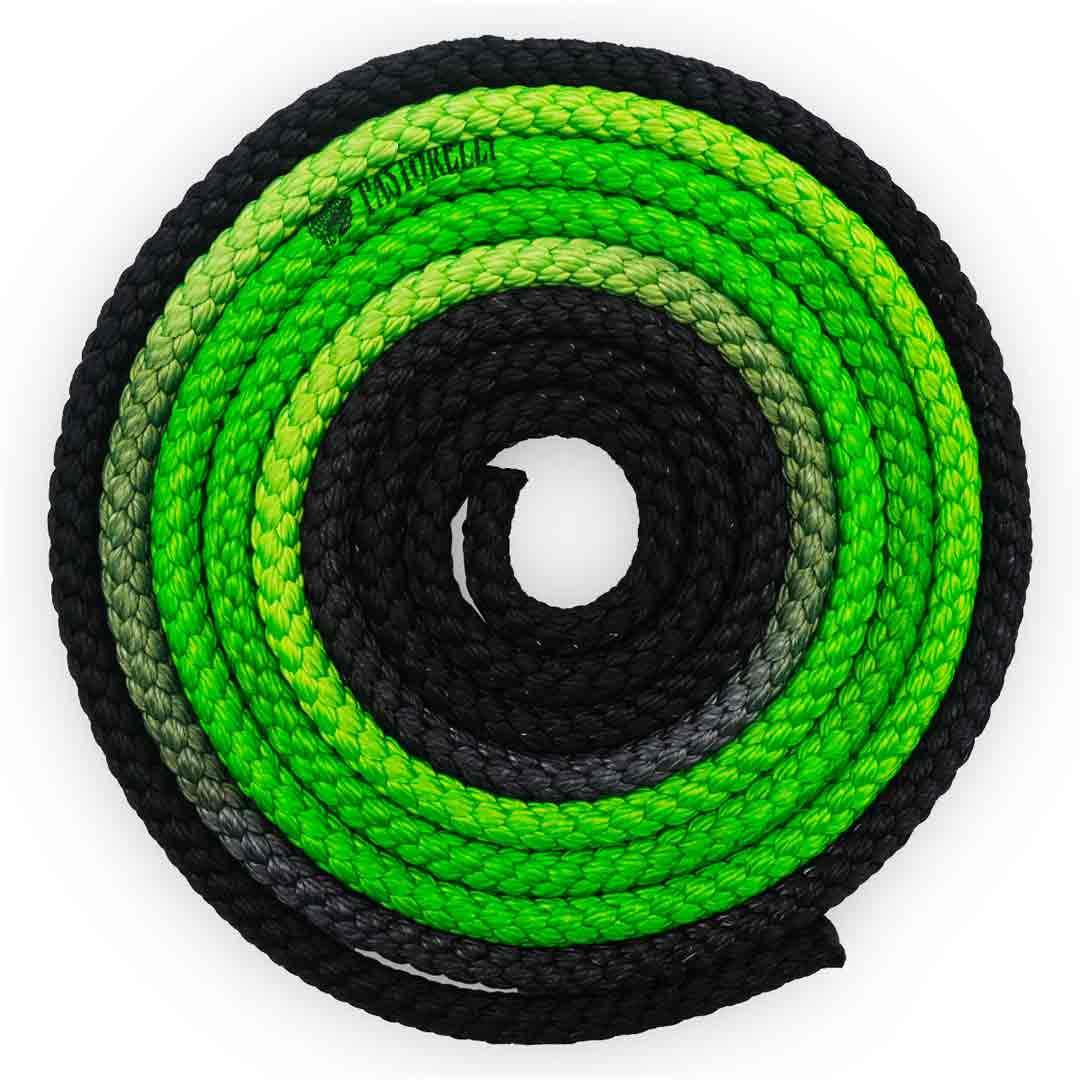 Sxoinaki Rythmikis Gymnastikis Polixromo Agonistiko Pastorelli Patrasso Multicolored Rope FIG 00283 Green Black MelizDanceShop