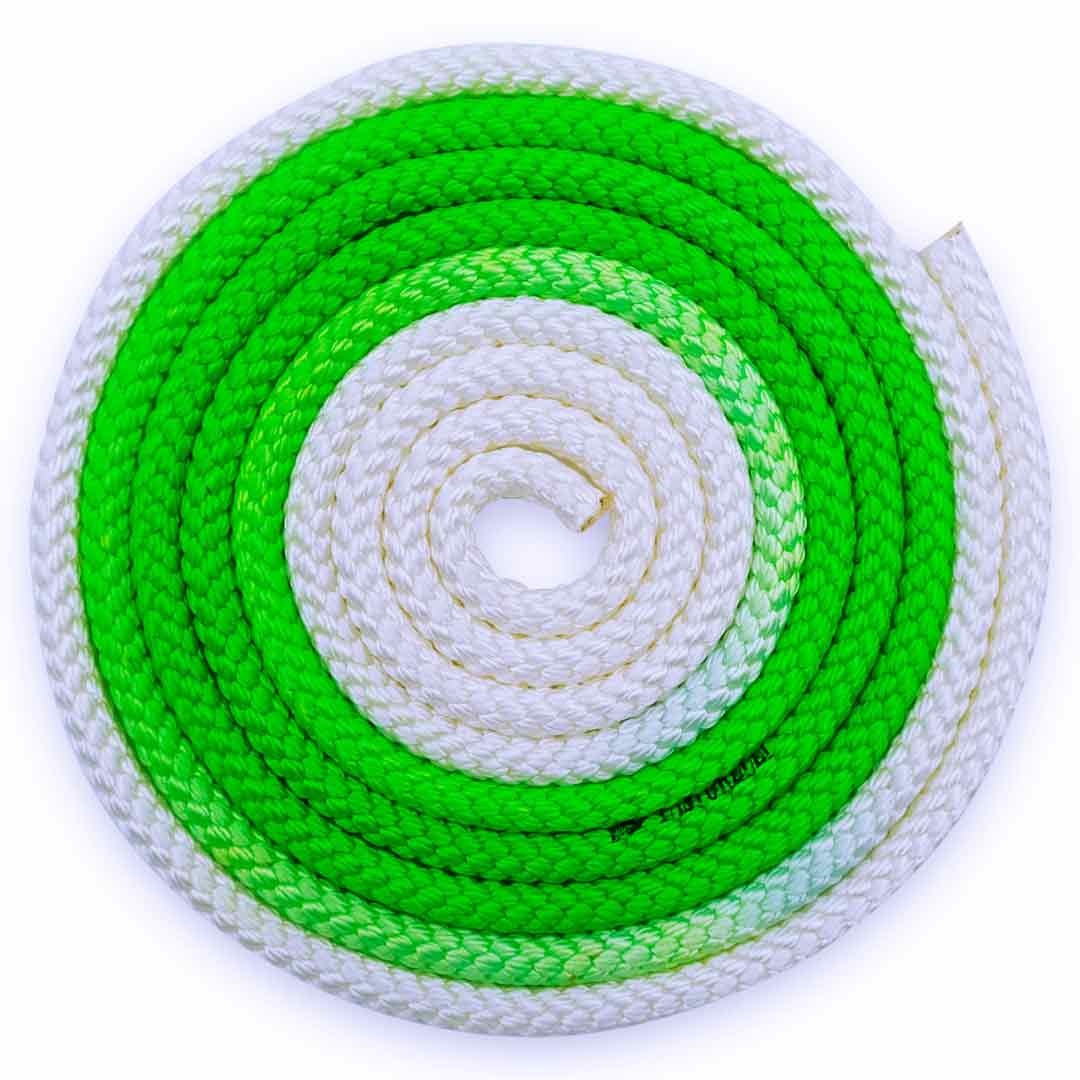 Sxoinaki Rythmikis Gymnastikis Polixromo Agonistiko Pastorelli Patrasso Multicolored Rope FIG 00283 Green White MelizDanceShop