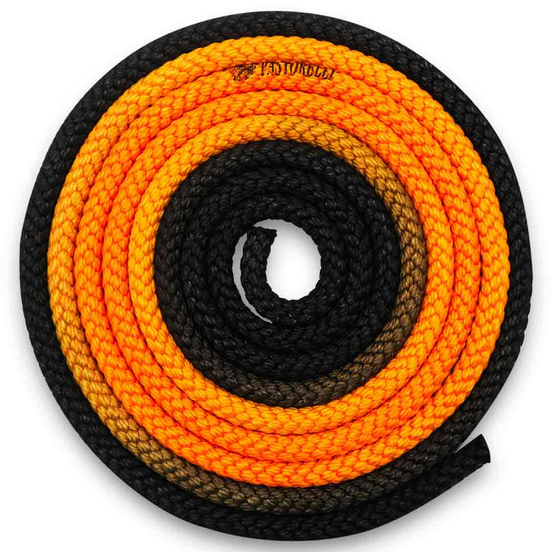 Sxoinaki Rythmikis Gymnastikis Polixromo Agonistiko Pastorelli Patrasso Multicolored Rope FIG 00283 Orange Black MelizDanceShop