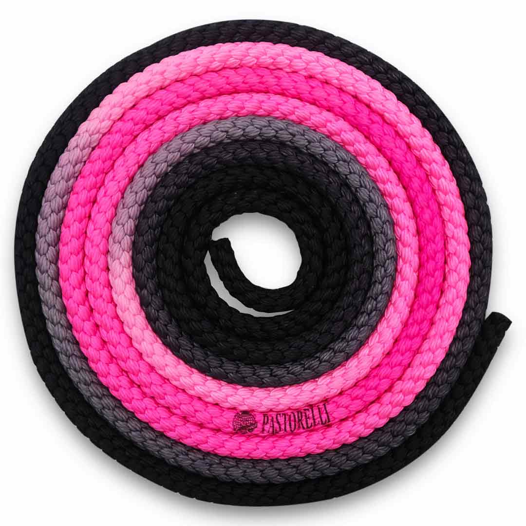 Sxoinaki Rythmikis Gymnastikis Polixromo Agonistiko Pastorelli Patrasso Multicolored Rope FIG 00283 Pink Black MelizDanceShop