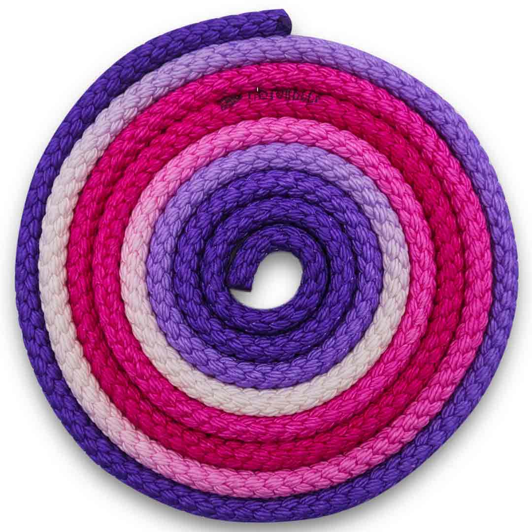 Sxoinaki Rythmikis Gymnastikis Polixromo Agonistiko Pastorelli Patrasso Multicolored Rope FIG 00283 White Fuchsia Lilac MelizDanceShop