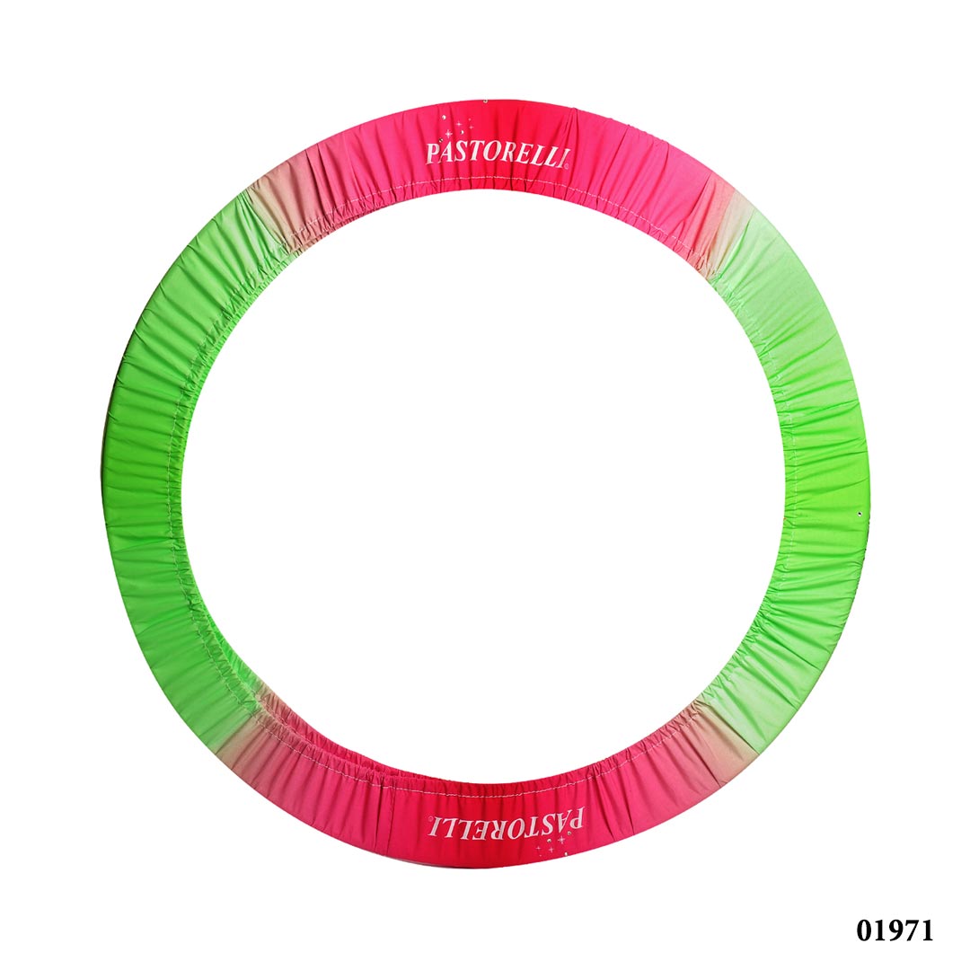 Thiki Gia Stefania Rhythmikis Gymnastikis Pastorelli Light Shaded Hoop Holder Fuchsia Fluorescent Green 01971 with Rhinestones MelizDanceShop