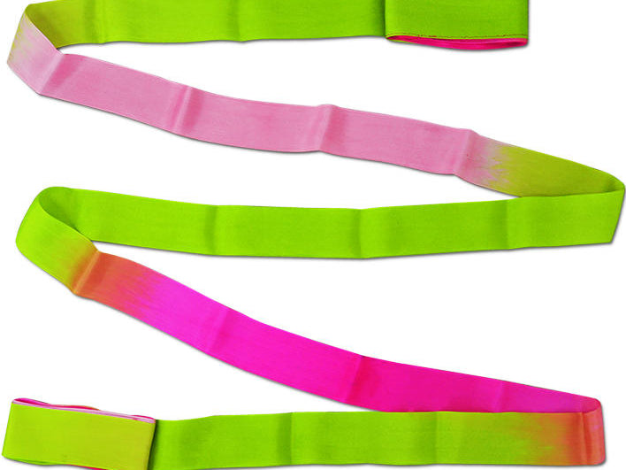 Kordela Rythmikis Gymnastikis Polixrwmi Agonostiki Pastorelli Shaded 5m FIG 00055 Magenta Lime Green Pink MelizDanceShop