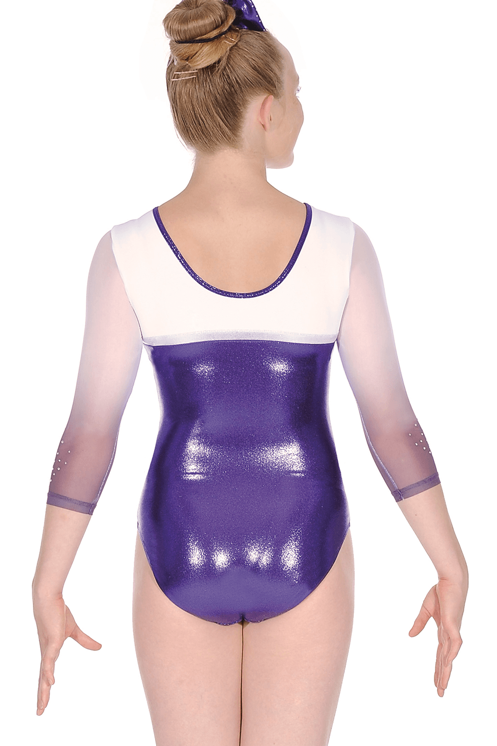 Kormaki Enorganis Gymnastikis Gynaikeio Paidiko TheZone Finesse 3/4 Maniki Me Strass Dixrwmo Ombre Diafano Maniki Sugar Plum Back MelizDanceShop