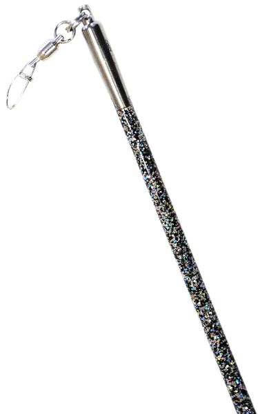 Ribbon Stick Mpagketa Kordelas Rythmikis Gymnastikis Agonistiki Pastorelli Glitter Stick FIG 00400 Glitter Black Pink Grip MelizDanceShop
