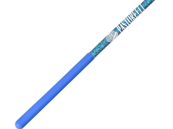 Ribbon Stick Mpagketa Kordelas Rythmikis Gymnastikis Agonistiki Pastorelli Glitter Stick FIG 00400 Glitter Emerald Blue Grip MelizDanceShop