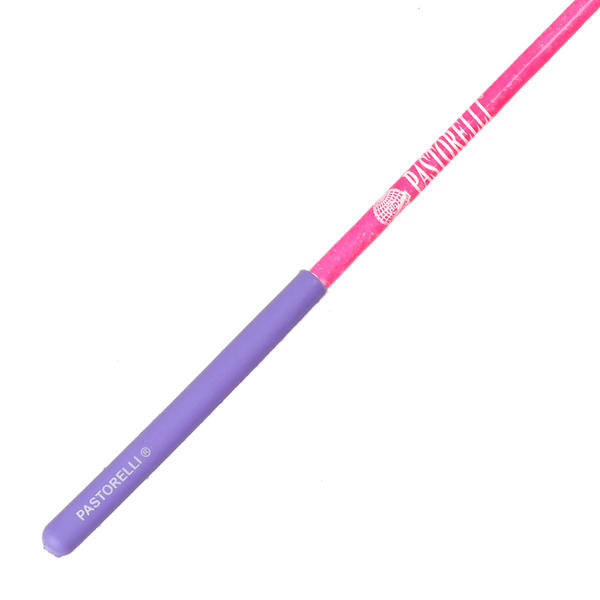 Ribbon Stick Mpagketa Kordelas Rythmikis Gymnastikis Agonistiki Pastorelli Glitter Stick FIG 00400 Glitter Fluo Pink Lilac Grip MelizDanceShop