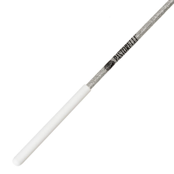Ribbon Stick Mpagketa Kordelas Rythmikis Gymnastikis Agonistiki Pastorelli Glitter Stick FIG 00400 Glitter Silver White Grip MelizDanceShop