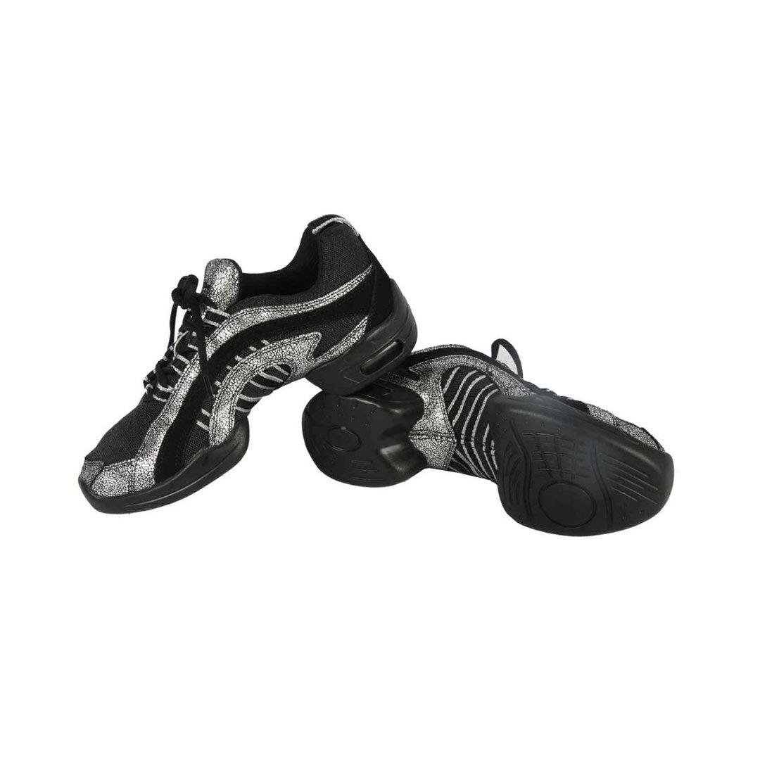 Papoutsia Latin Athlitika Unisex Sneakers Sansha Electron Silver Black Pair MelizDanceShop
