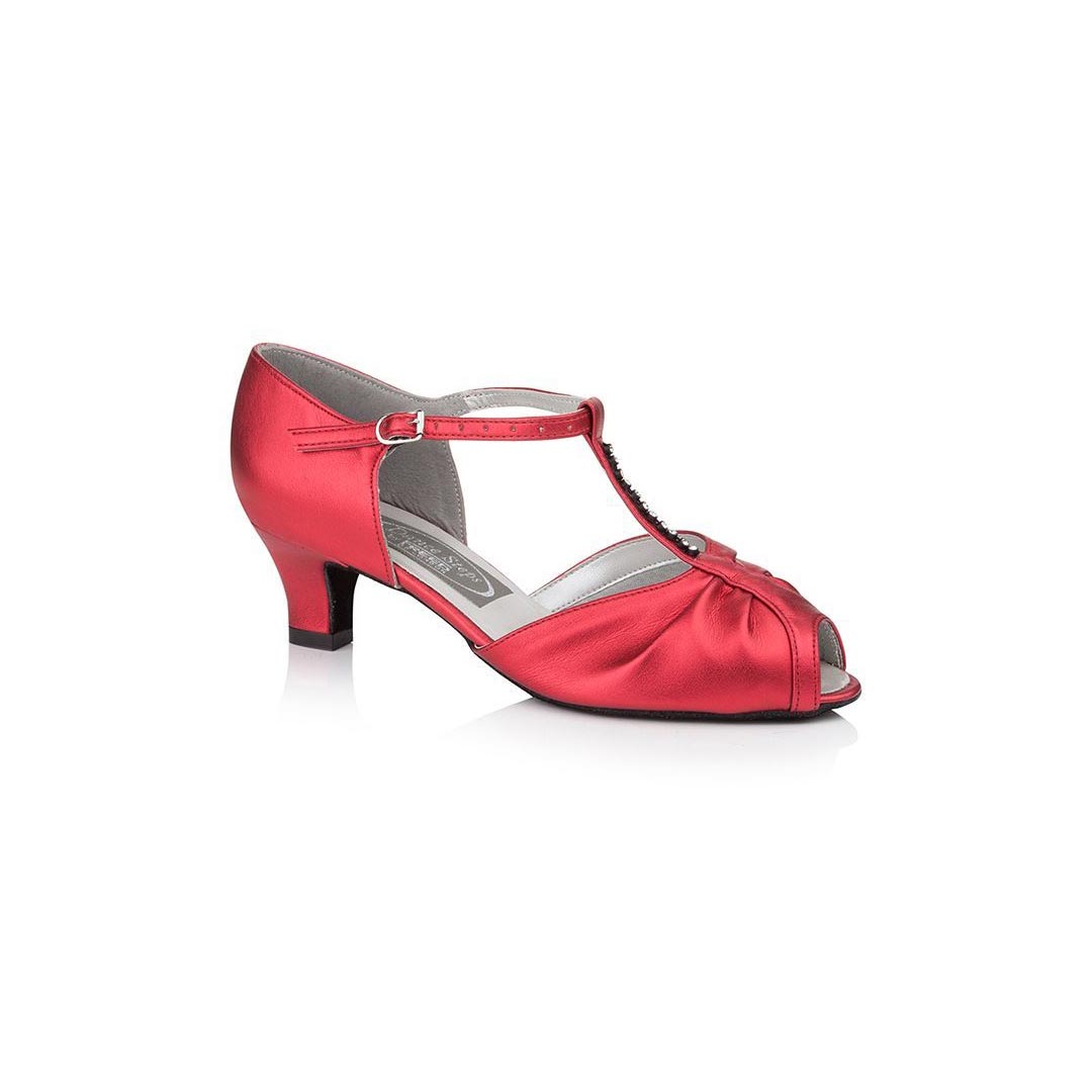 Papoutsia Latin Gynaikeia Social Dance Steps Xeiropoihta FreedOfLondon Topaz Red-PU MelizDanceShop