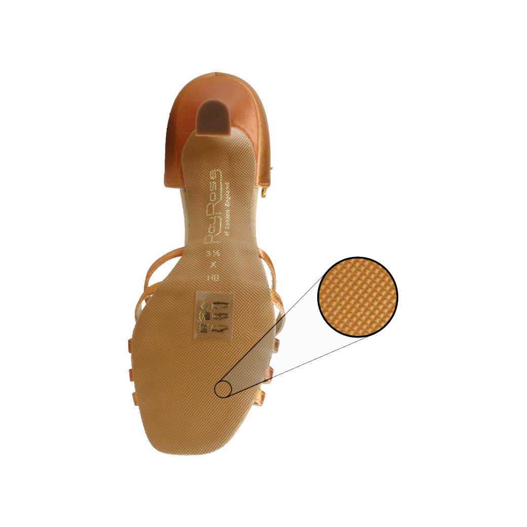 Papoutsia Latin salsa Gynaikeia RayRose Colorado Hook Buckle Pyramid Rubber Sole Dark Tan Sole MelizDanceShop