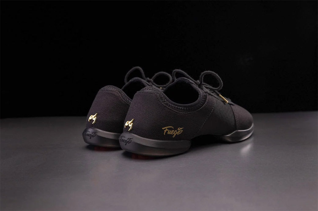 Papoutsia Xorou Athlitika Fuego Split Sole All Black Back MelizDanceShop