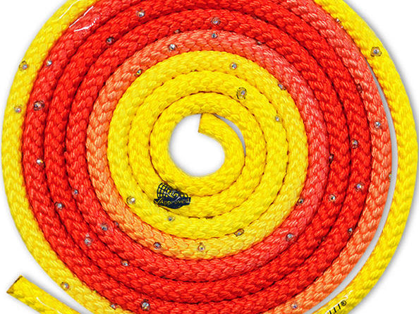 Sxoinaki Rythmikis Gymnastikis Agonistiko Pastorelli Shaded Swarovski AB Rhinestones FIG 02403 Red Yellow MelizDanceShop
