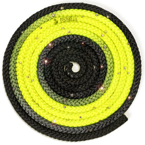 Sxoinaki Rythmikis Gymnastikis Agonistiko Pastorelli Shaded Swarovski AB Rhinestones FIG 02403 Yellow Black MelizDanceShop