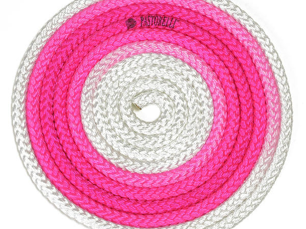 Sxoinaki Rythmikis Gymnastikis Polyxrwmo Agonistiko Pastorelli Multicoloured FIG 00283 White Fluo Pink MelizDanceShop