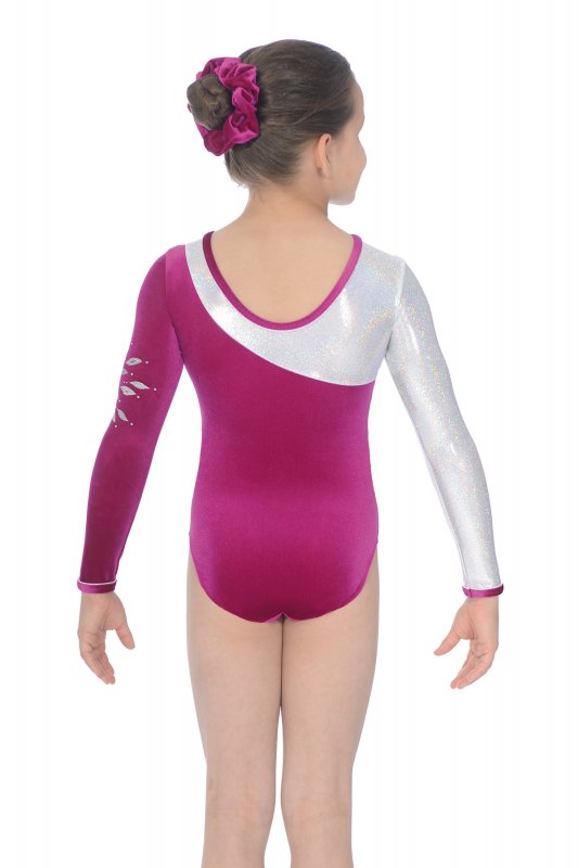 Kormaki Rythmikis Enorganis Gymnastikis The Zone Eclipse Makri Maniki Veloudino Metalliki Lykra Stras Cerise Back MelizDanceShop