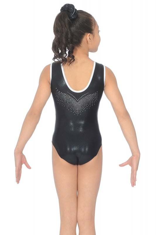 Kormaki Rythmikis Enorganis Gymnastikis The Zone Flyte Amaniko Metalliki Likra Stolismeno Strass Mprosta Piso Black Back MelizDanceShop