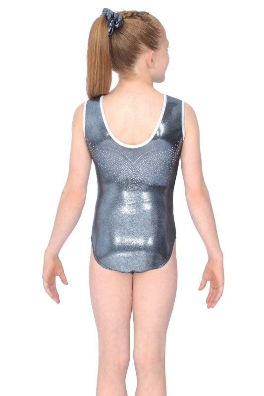 Kormaki Rythmikis Enorganis Gymnastikis The Zone Flyte Amaniko Metalliki Likra Stolismeno Strass Mprosta Piso Titanium Back MelizDanceShop