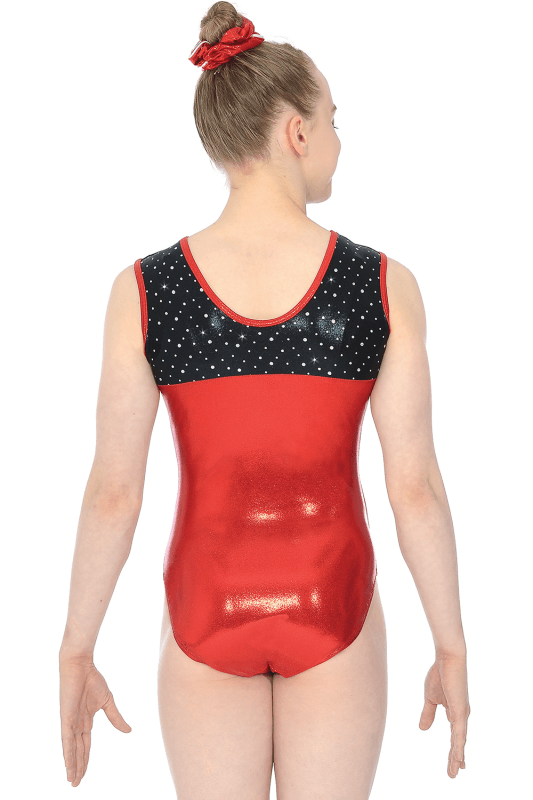 Kormaki Rythmikis Enorganis Gymnastikis The Zone Belle Amaniko Metalliki Lykra Stras Red Back MelizDanceShop